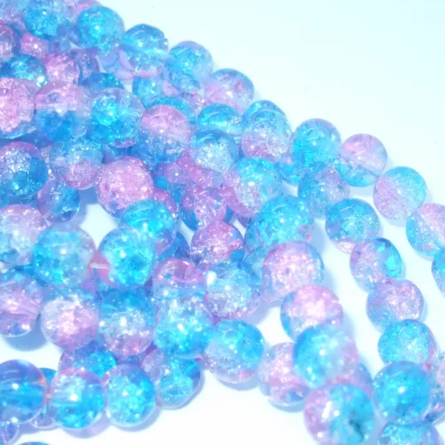 100 X 8mm ROUND GLASS CRACKLE BEADS 33 VARIOUS COLOURS AVAILABLE UK SELLER  B11