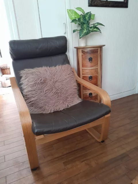 Poang Chair Real Leather With Matching Foot Stool