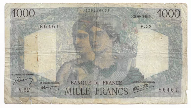 FRANCE billet de 1000 francs MINERVE et HERCULE 28-6-1948