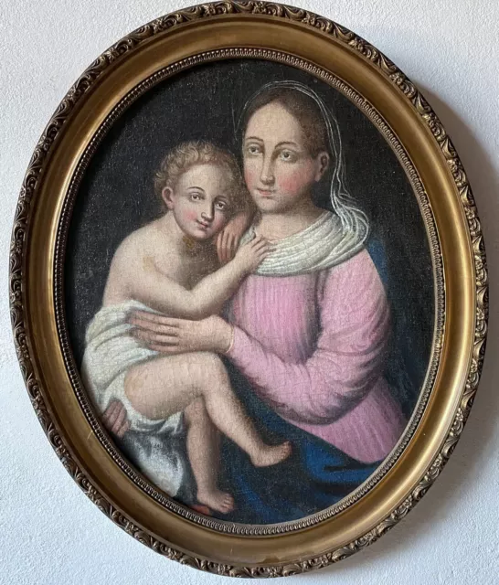 Unbekannter Maler, Madonna mit Kind, 19. Jahrhundert, Ölgemälde