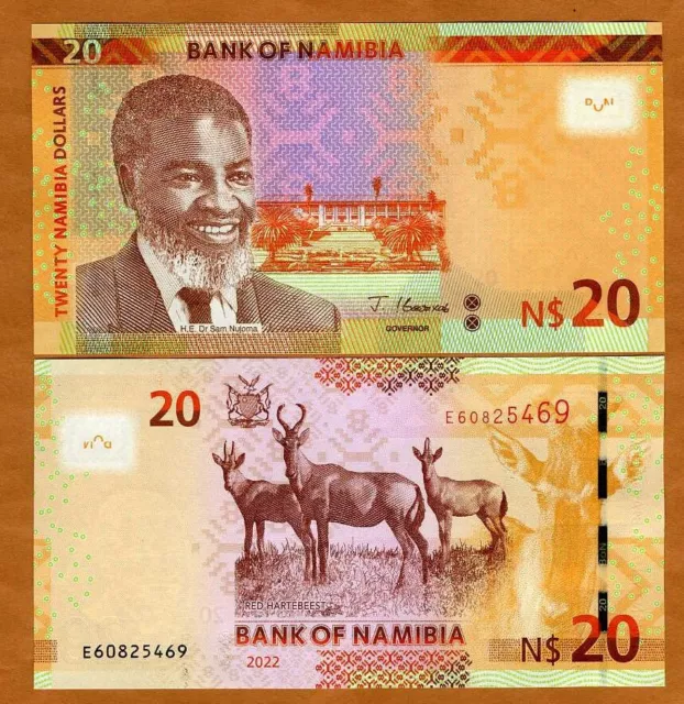 Namibia, 20 dollars, 2022, P-New, UNC Antelopes