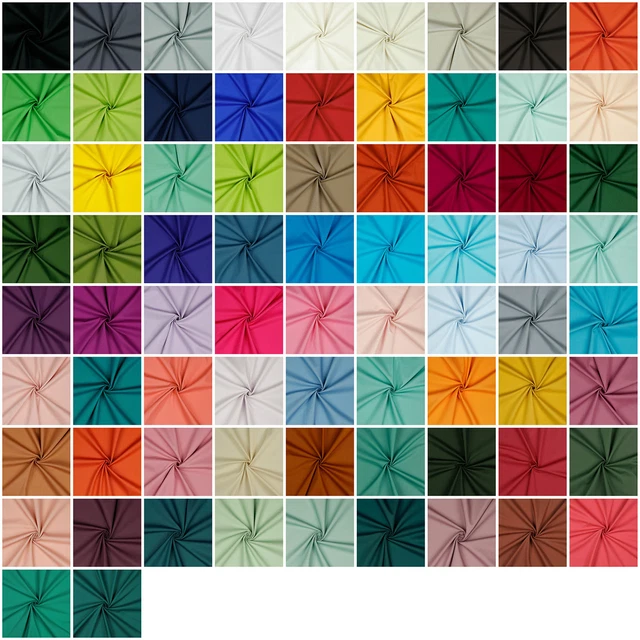 Tessuto Cotone Uni 100% Cotone Popeline TEX Standard 100 Metri Merce 74 Colori