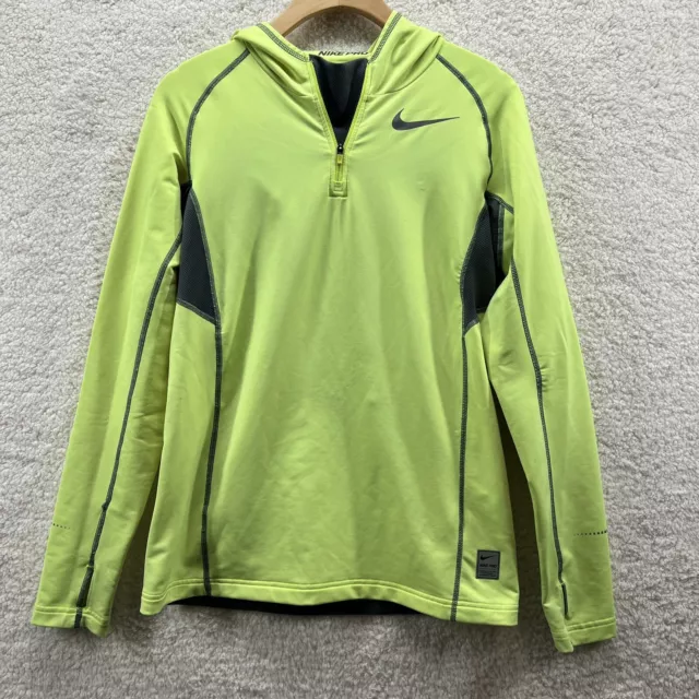 NIKE Pro Hyperwarm Max Flash Zip Neon Volt Training Hoodie Youth Boys XL
