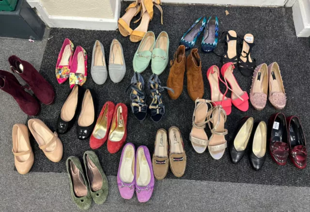 Job Lot 20 Pairs Ladies Shoes Charity Shop Floor Take Off Bundle