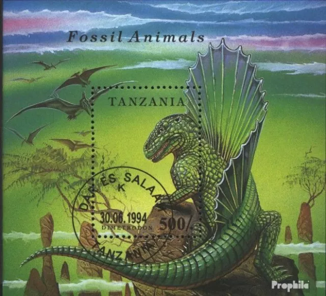 Tanzania Bloque 250 (edición completa) usado 1994 prehistoria animales