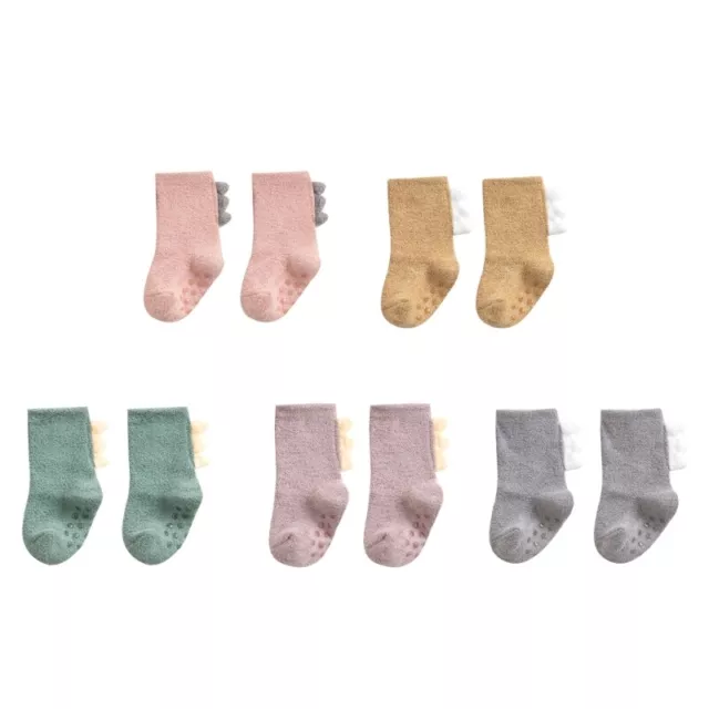 Anti Slip Warm Socks Skid Baby Toddler Socks with Grips Cute Dinosaur