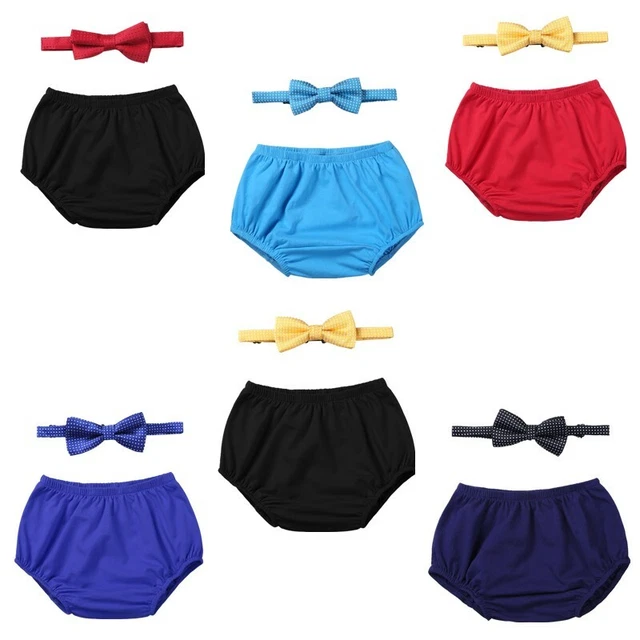 Kid Baby Boy Outfits 1st Birthday Diaper Cover Bloomers+Bow Tie Photo Props Set