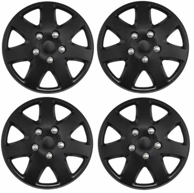 14 Inch Universal Wheel Trims Car Covers Hub Caps Black Plastic 14” Set Of 4