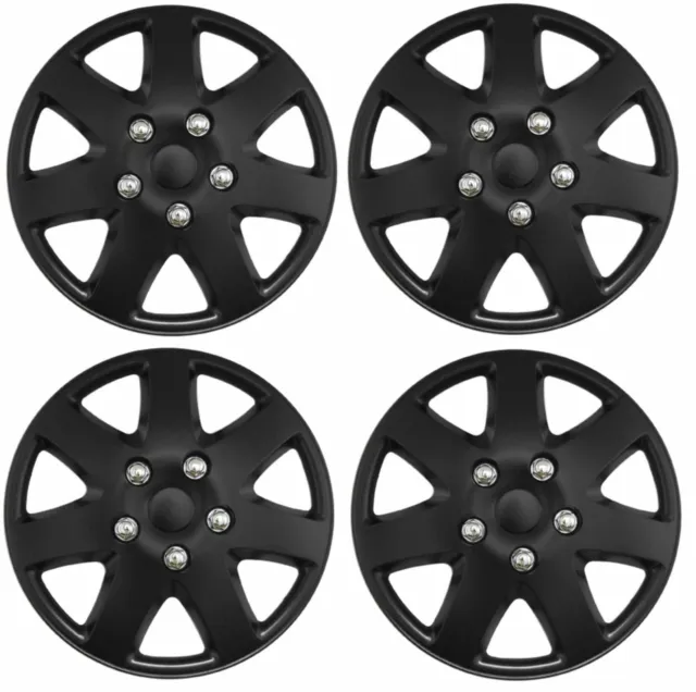 15 Inch Universal Wheel Trims Car Covers Matte Black Plastic 15” Set Of 4