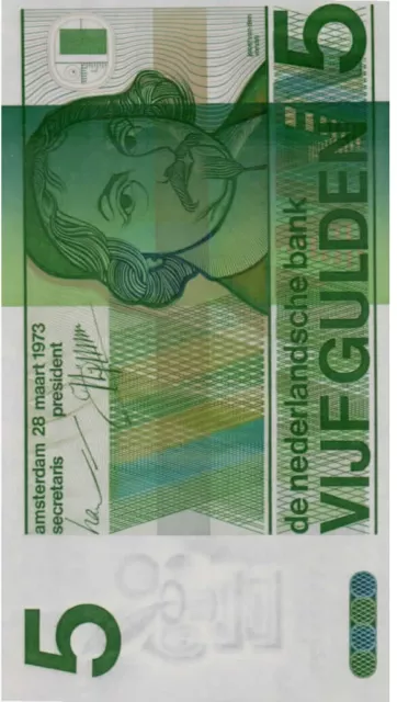 Amsterdam Banknote VIJF Gulden , P #95a, Uncirculated, Perfect Condition