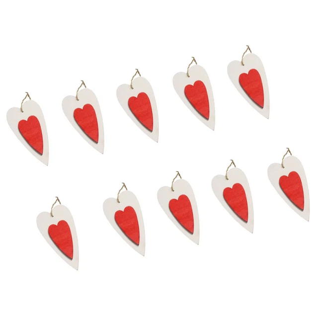 10 piezas Árbol de Navidad Adorno Forma de Corazón Madera Recortes Forma de Corazón Artesanía