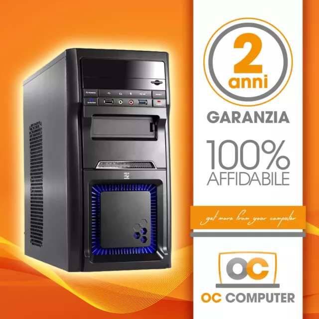 Pc Desktop Intel Quad Core Ram 8Gb Hd1Tb Dvd/Wifi/Completo Assemblato Fisso