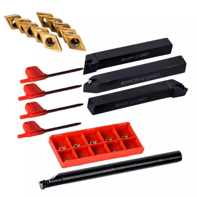 18PieceS Mini Lathe Indexabse Carbide Turning Tool Holder Bit Set with