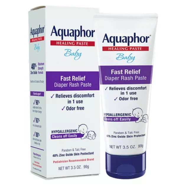 Aquaphor Baby Diaper Rash Paste, Maximum Strength 40% Zinc Oxide, 3.5 oz +