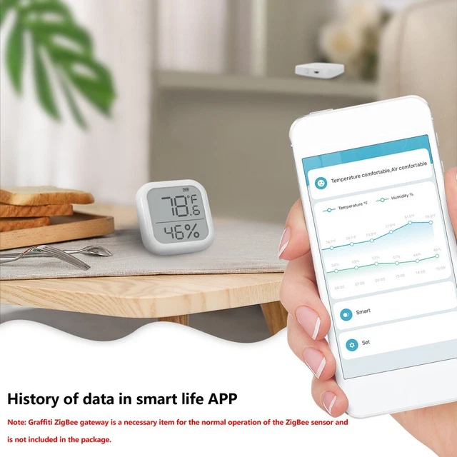Set di 2 sensori igrometro termometro wireless abilitato app per ZigBee Gateway