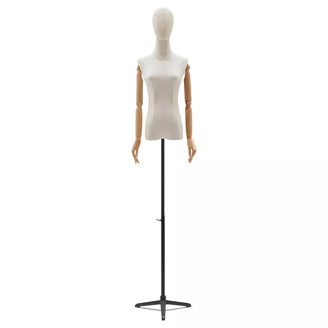 Female Mannequin Torso Dress Clothing Form Display Body with Black Tripod Stand