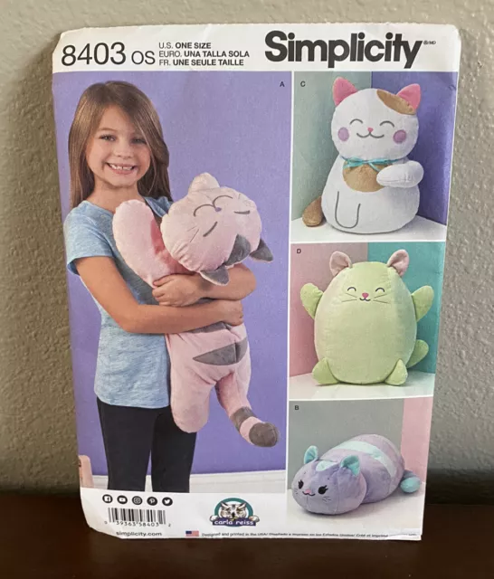 Simplicity 8403 Sewing Pattern Stuffed Animal Cat Kitten 4 Assorted Sizes Pillow