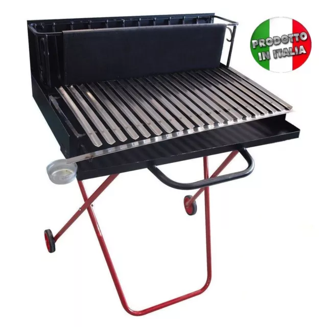 Barbecue A Legna E Carbonella In Ferro Con Griglia Acciaio Inox Cm 50 Cod. P142