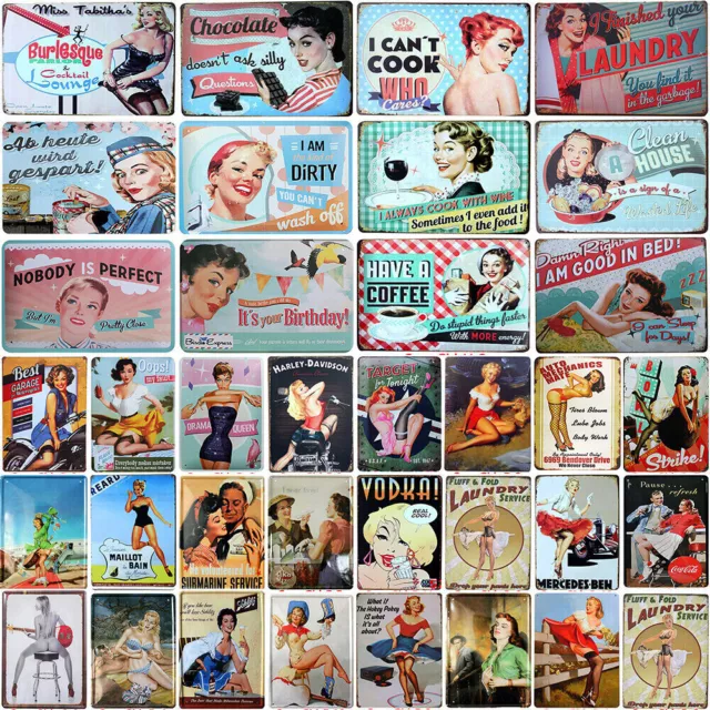 Vintage Sexy Girl Metal Tin Signs Plates Garage Cafe Bar Wall Customize Decor