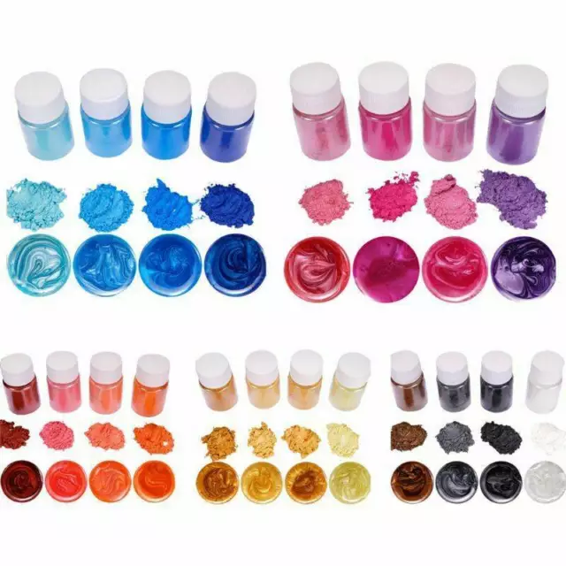 20 Colores Mica Polvo Mineral Resina Epoxi Tinte Perla Pigmento Brillante Hágalo usted mismo 4 Piezas/Juego 3