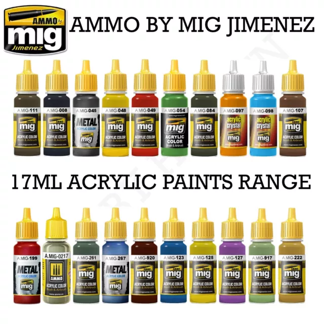 Ammo by Mig 17ml Acrylic Paints Full Range Fast Shipping