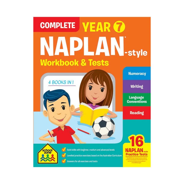 NAPLAN EDUCATIONAL SCHOOLZONE Year 7 Complete Workbook and Test 320 ...