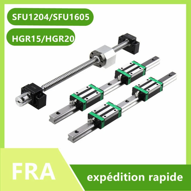SFU1605 Jeu de vis à billes BK/BF10/12+ HGR20/HGR15 Rail linéaire de guidage CNC