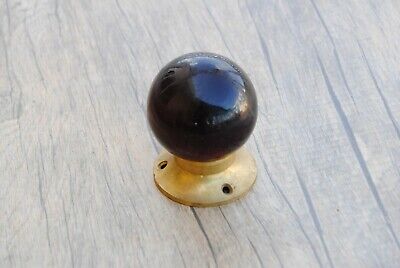 Vtg wine red smooth round glass mortice entrance door cabinet knob handle pull