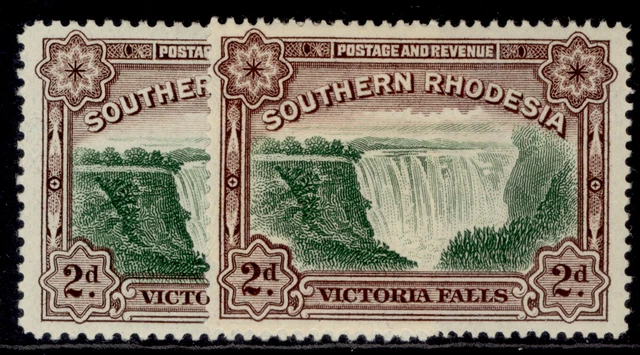 SOUTHERN RHODESIA GV SG35 + 35a, 2d PERF VARIETIES, M MINT.