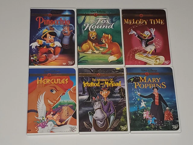 Disney Hercules Fox Hound Pinocchio Ichabod Mr Toad Gold Collection 7 DVD Lot