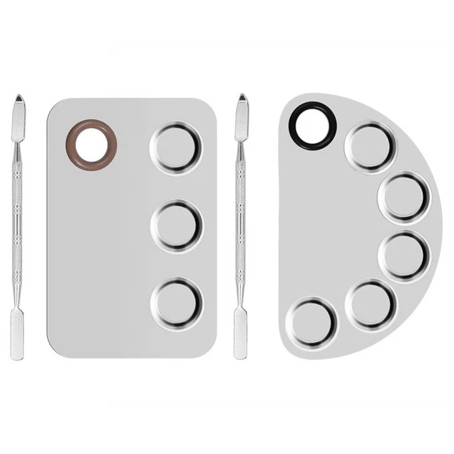 4 Pcs Nail Art Polish Makeup Mixing Stainless Steel Palette