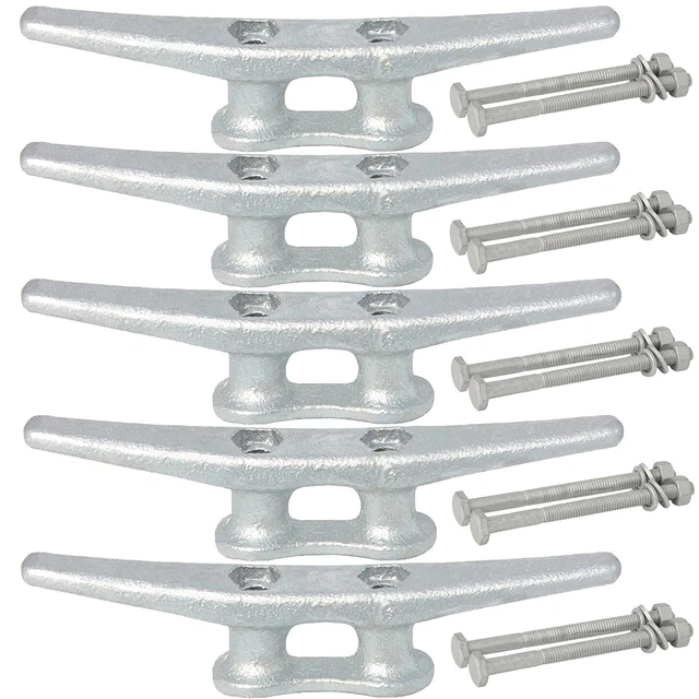 Dock Cleats 6 inch 5 Pack - Hot Dipped Galvanized Boat Cleats, Rope