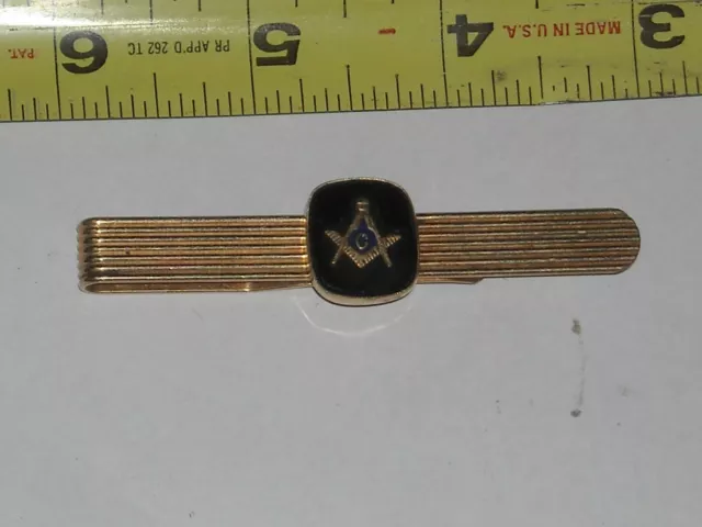 1/20 12K GF Gold Filled Vintage Masonic Masons Tie Bar Clip