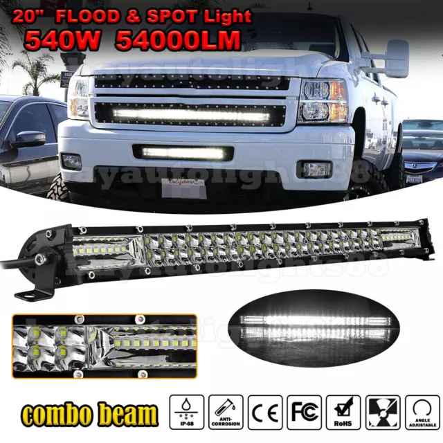 Dual Row 20" LED Light Bar Fit Silverado 1500 2500 3500 HD Front Bumper Grille