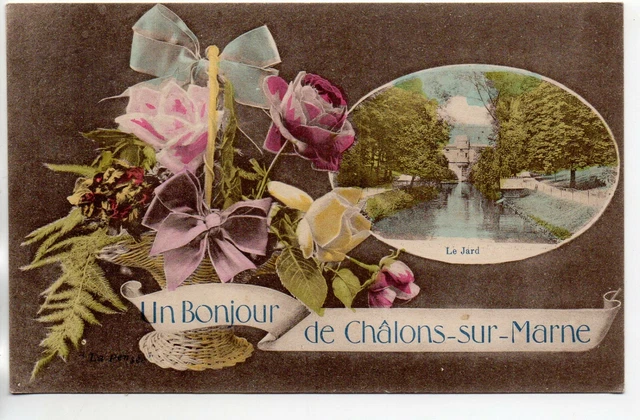 CHALONS SUR MARNE - Marne - CPA 51 - carte Souvenir un bonjour de ... le Jard