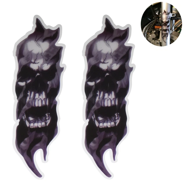 1 Pair Motorcycle Fork Skull Decals Sticker Fit For Honda Kawasaki Yamaha Suzuki
