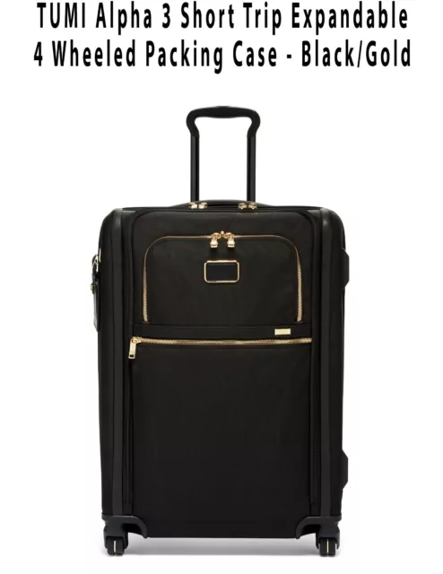 TUMI Alpha 3 Short Trip Expandable 4 Wheeled Packing Case Men & Women Black/Gold