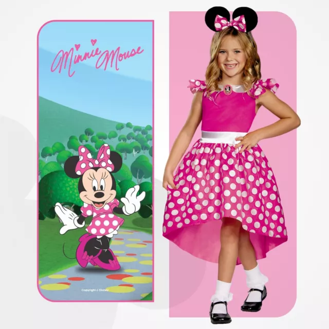 Costume Minnie Mouse Ufficiale Disney Classico Rosa Bambini Ragazze Abito Fantastico 2