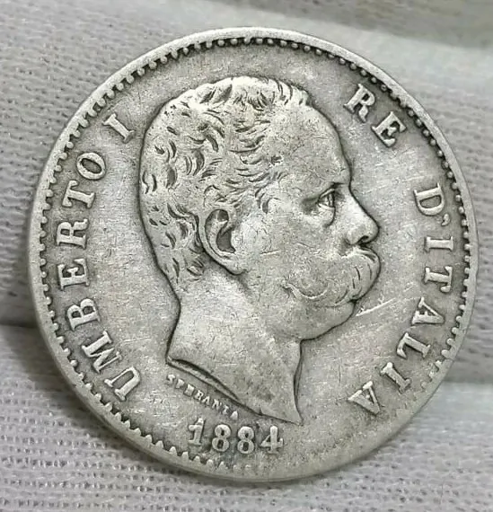 ITALIA  Regno 1884 - KM24 - Umberto I - 1 lira argento NC Non comune