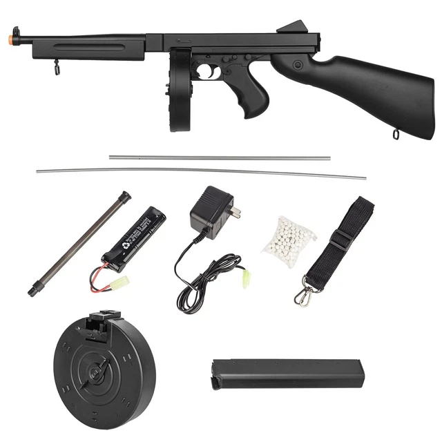 300 FPS FULL AUTO AIRSOFT TOMMY GUN THOMPSON M1A1 ELECTRIC AEG RIFLE w