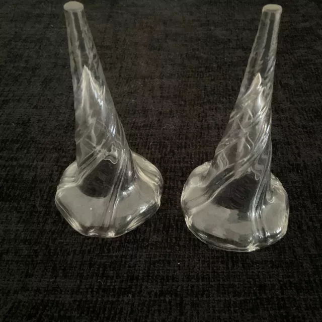 Pair of clear twisted glass Epergne Flutes