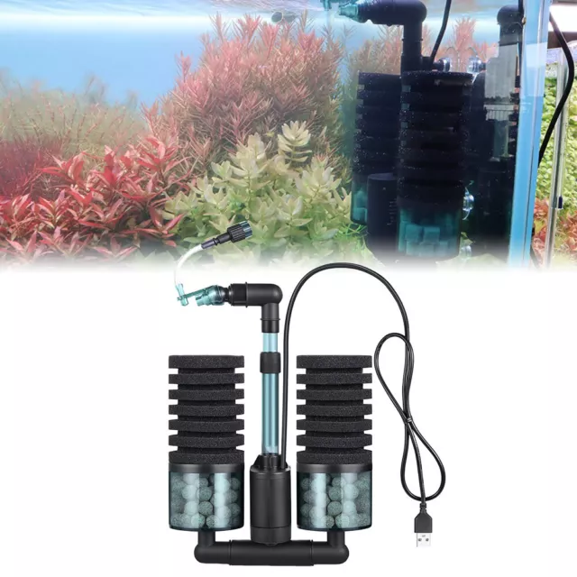 5V Aquarium Double Sponge Filter Quiet Electric Sponge Filter Fish Shrimp Tank
