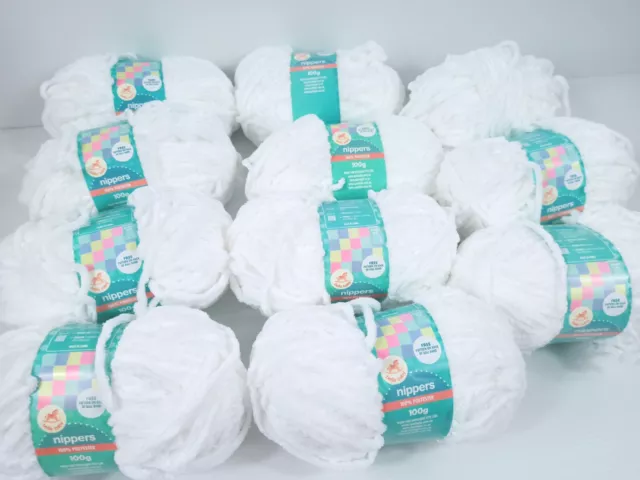 11 x Bella Baby Nippers Yarn 100g Bright White Velvet 58m Ball Approx 640m Total