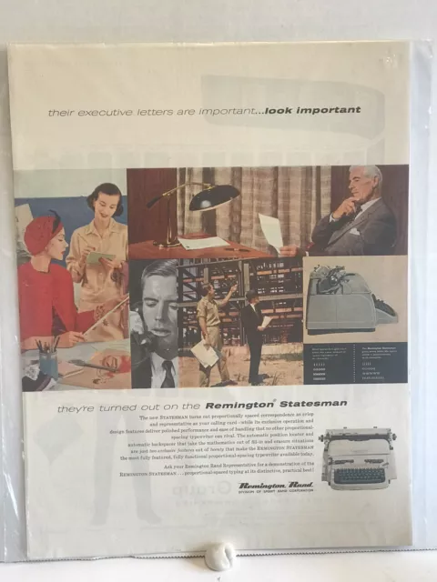 Vintage 1940s Remington Typewriter Ad Retro Tech Great Graphic 1 Day Ship!👍