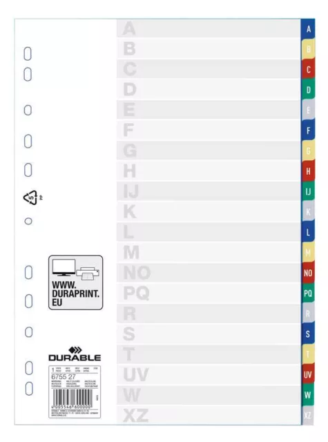 DURABLE ABC Register farbige Taben  6755 - 27  für A4 A-Z pp 20tlg