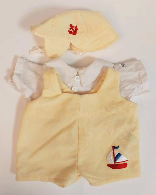 Vtg Cabbage Patch Kids Doll Outfit Clothes Preemie Boy Yellow Sailor FD Taiwan