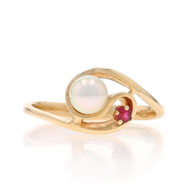 Bague Bypass Or Jaune 14k Avec Rubis Et Diamant 1,25 Ct - Taille 4.5 - Occasion Wilson Brothers