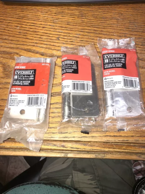 Everbilt 4 in. Satin Nickel 5/8 in. Radius Door Hinge Lot Of 3 H7