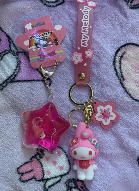MY MELODY TSUNAMEEZ Star Float Keychain And My Melody Pink Flower ...