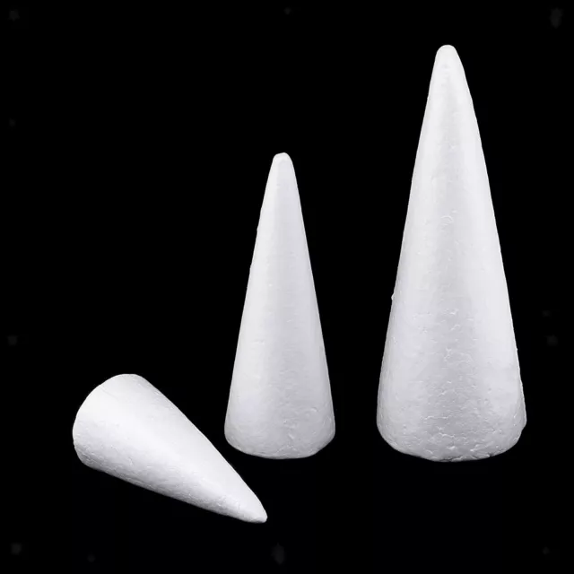 3Pcs 15cm 20cm 25cm Blank Polystyrene Cones Styrofoam Foam Craft Cone Shapes